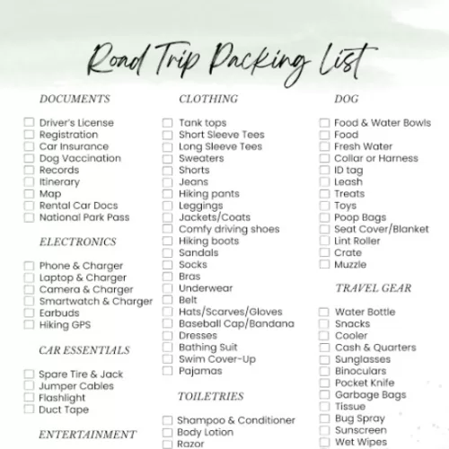 Road Trip Packing List